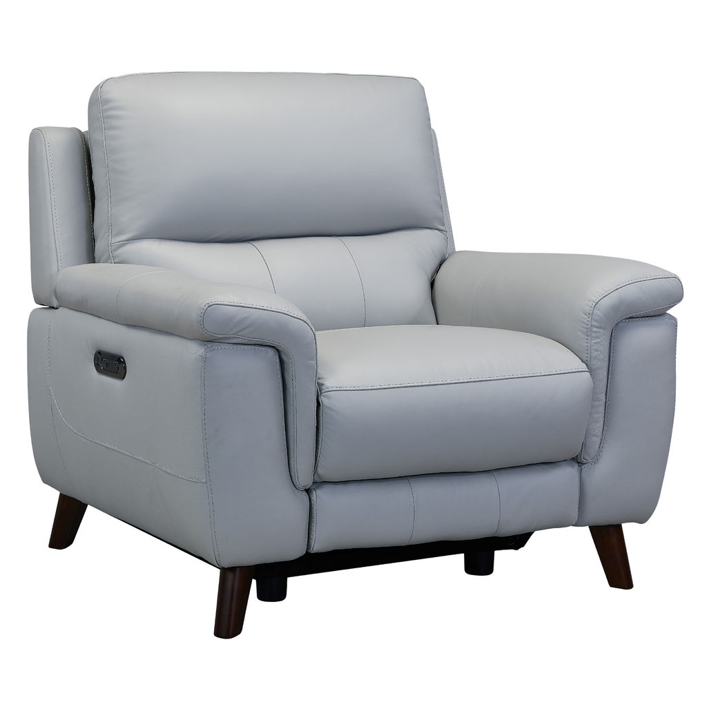 Preview image for Lizette Contemporary Chair In Dark Brown Wood Finish And Dove Gray Genuine Leather