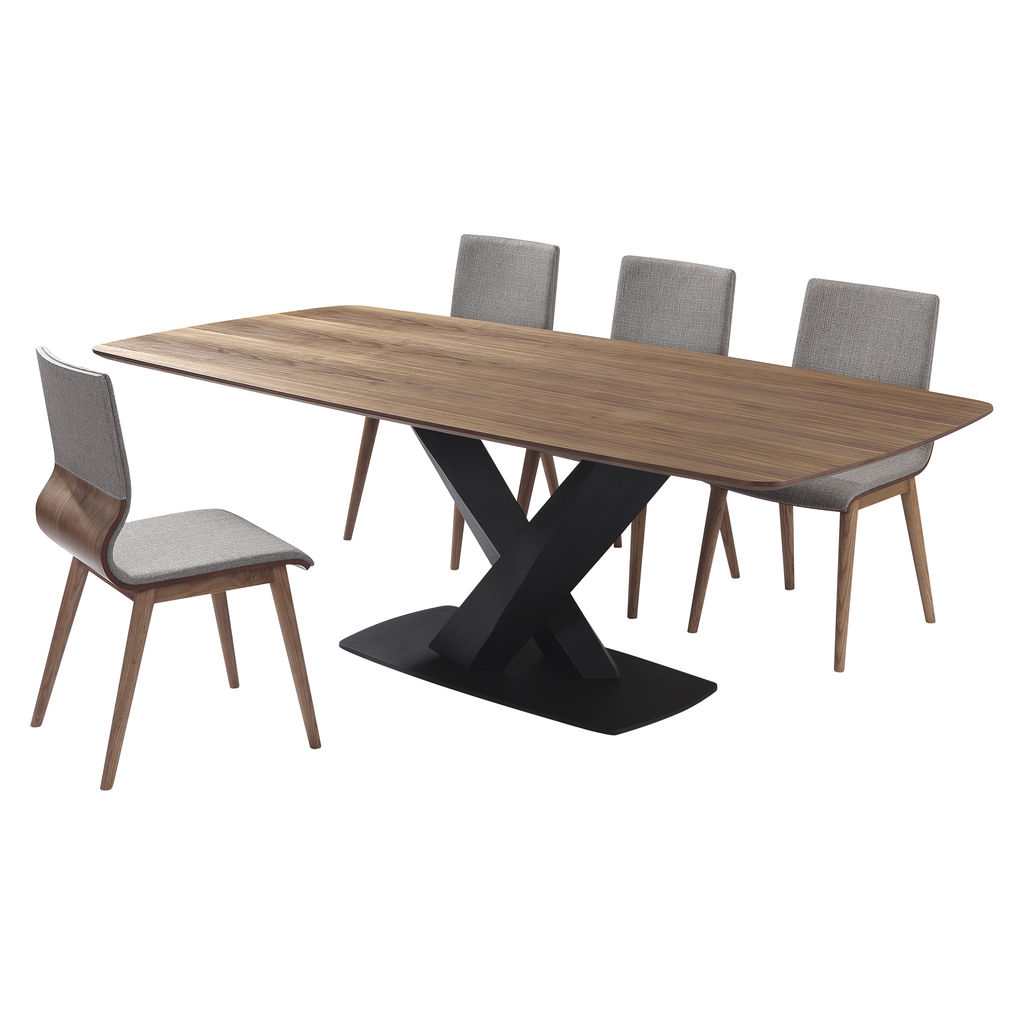 Mid-Century Walnut Wood 5 Piece Dining Set