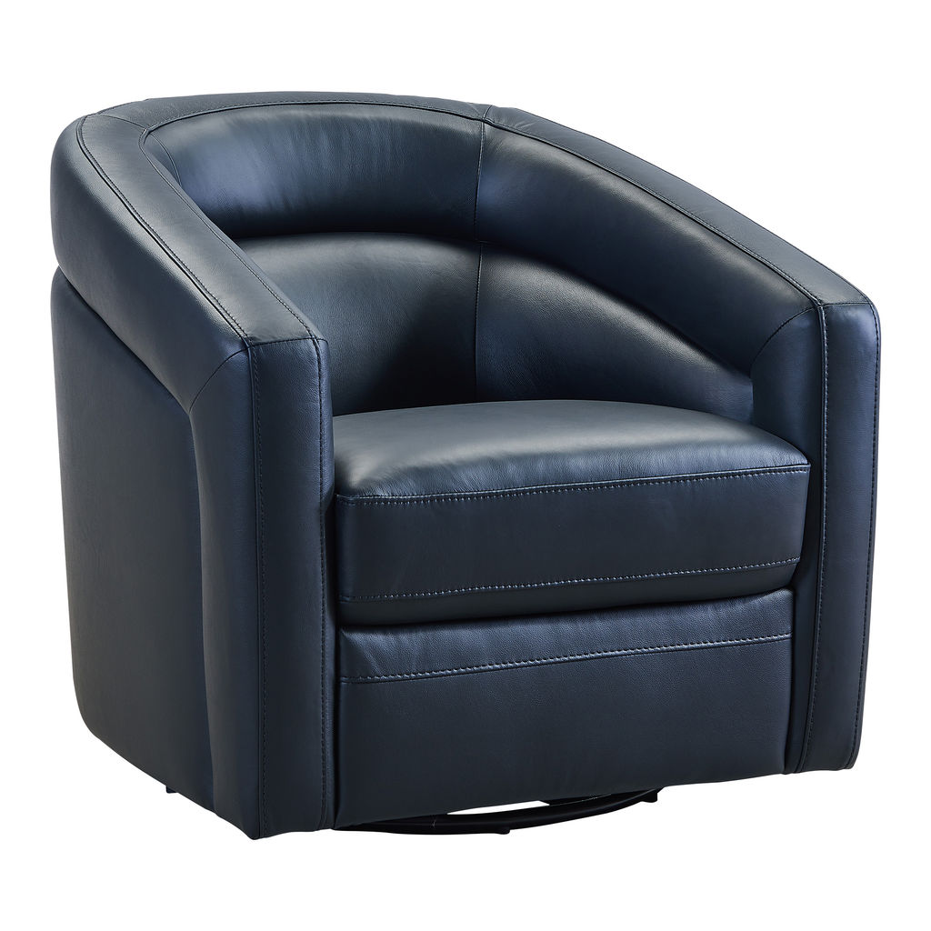 Preview image for Desi Contemporary Swivel Accent Chair In Black Genuine Leather