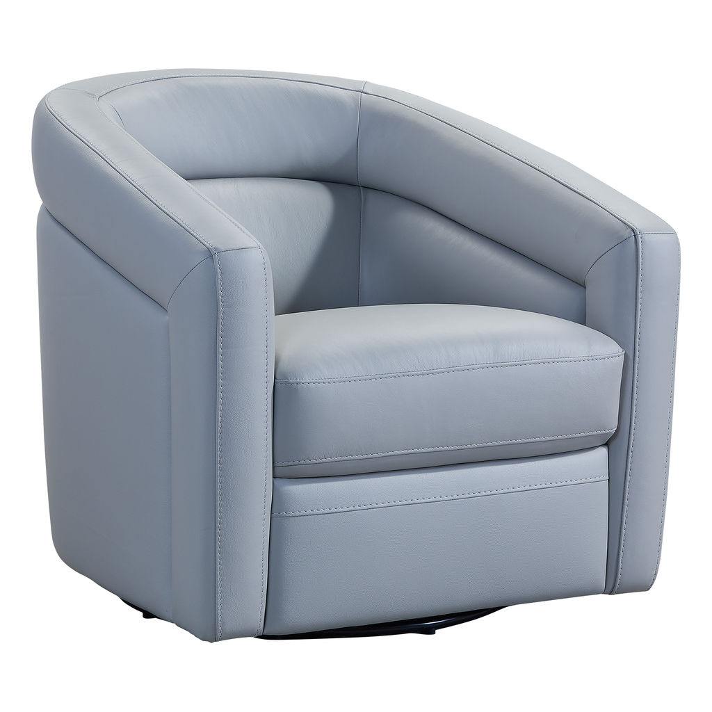 Preview image for Desi Contemporary Swivel Accent Chair In Dove Gray Genuine Leather