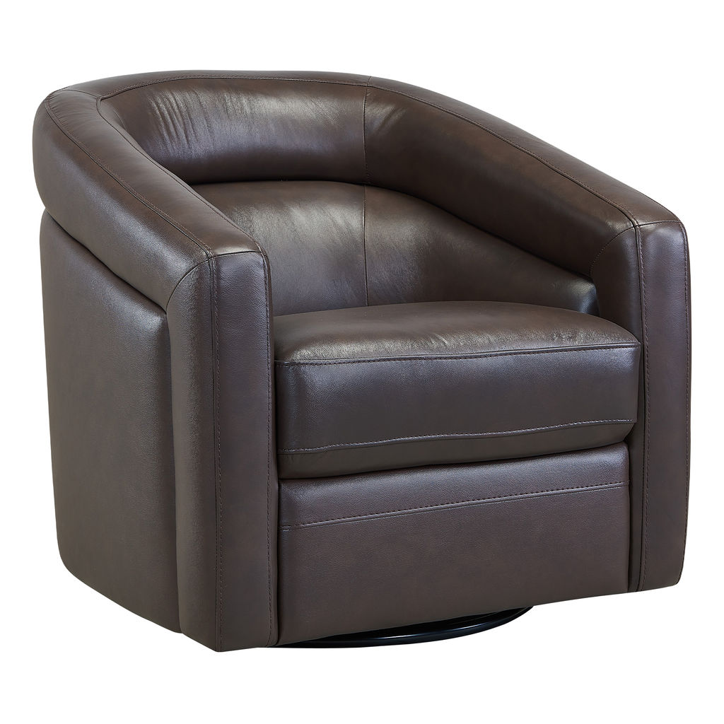 Preview image for Desi Contemporary Swivel Accent Chair In Espresso Genuine Leather