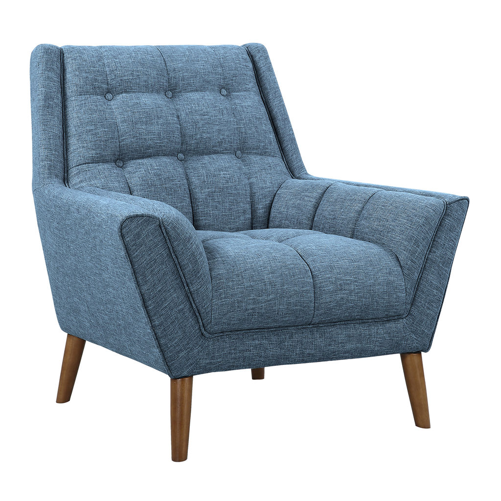 Preview image for Cobra Mid-Century Modern Chair In Blue Linen And Walnut Legs