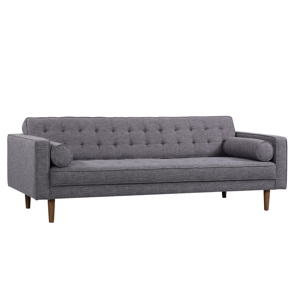 Preview image for Mid-Century Modern Sofa In Dark Gray Linen, Walnut Legs