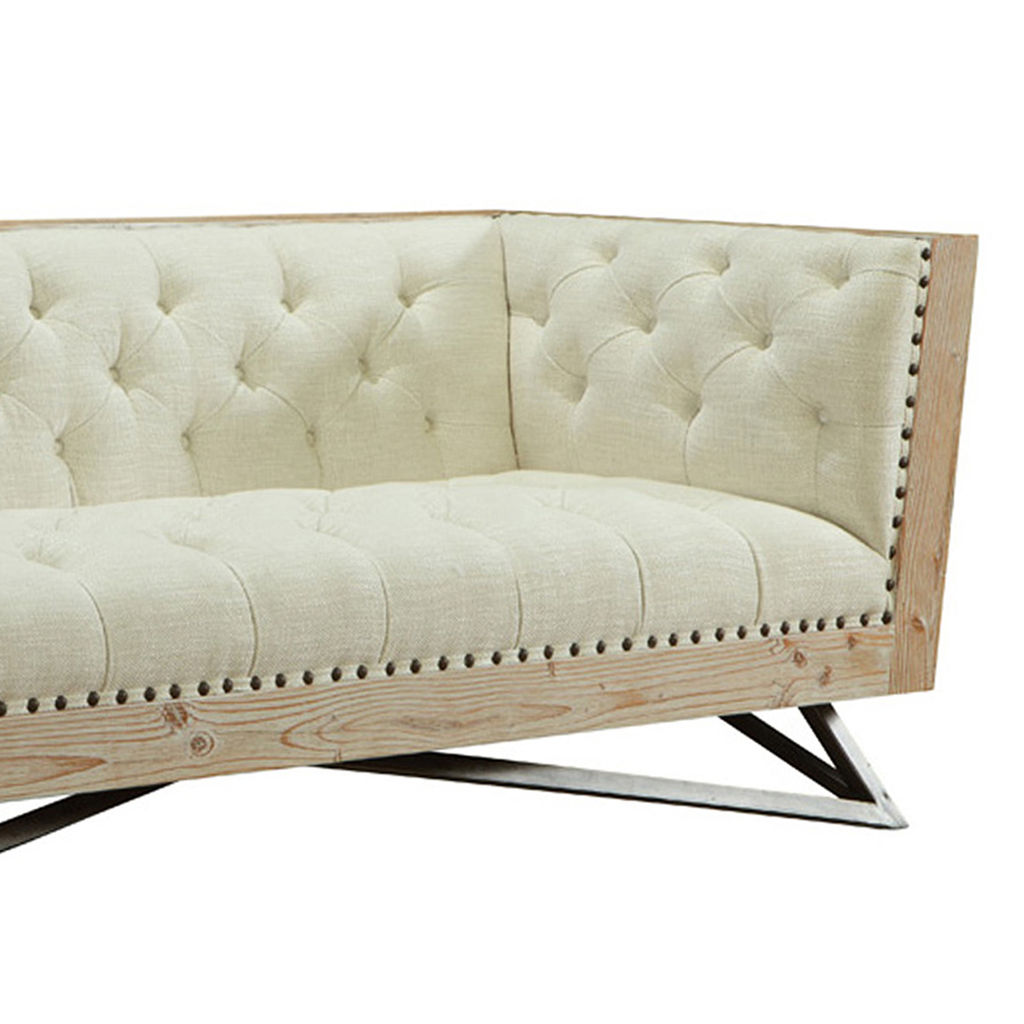 Living Room Sofa,  Pine Frame And Gunmetal Legs