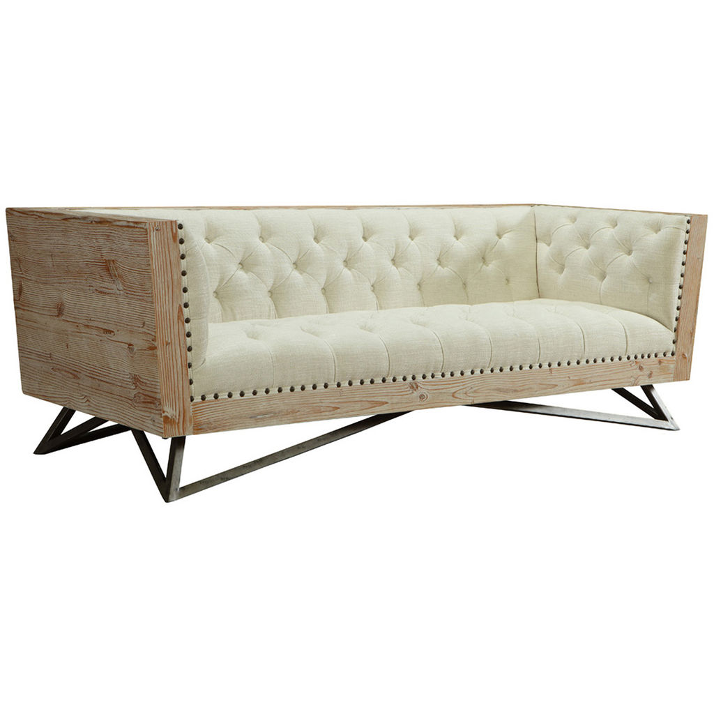 Living Room Sofa,  Pine Frame And Gunmetal Legs