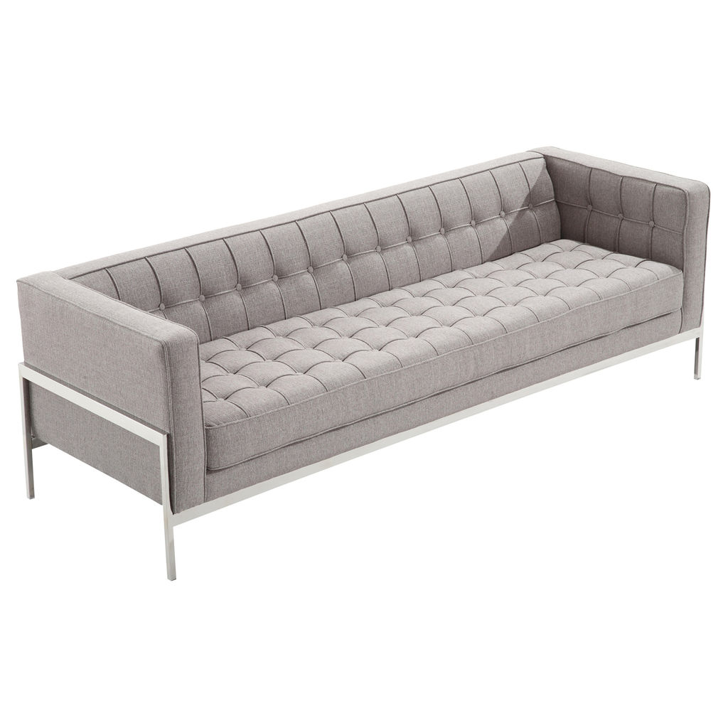 Preview image for Andre Contemporary Sofa In Gray Tweed And Stainless Steel