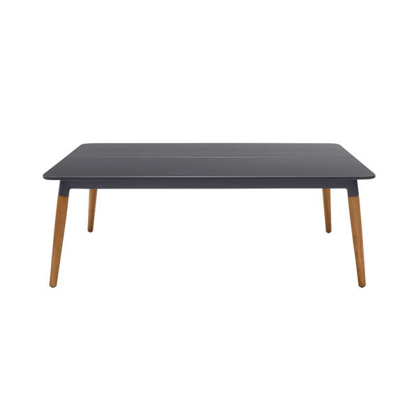Ipanema Outdoor Dark Grey Rectangular Coffee Table With Teak Legs