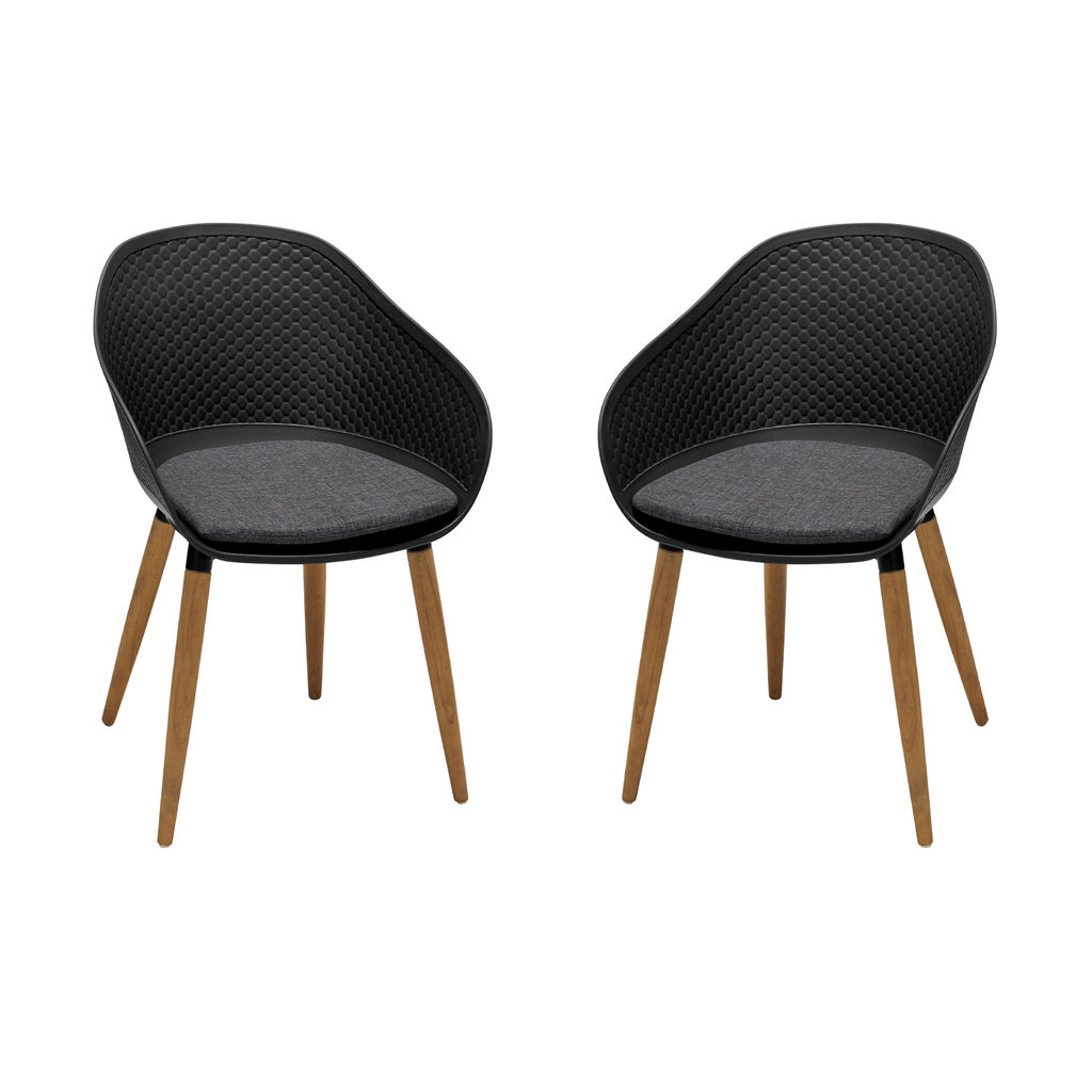 Preview image for Ipanema Outdoor Dining Chair With Teak Legs And Dark Grey Olefin - Set Of 2