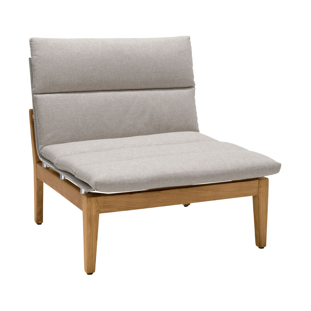Arno Outdoor 3 Piece Teak Wood Seating Set In Beige Olefin
