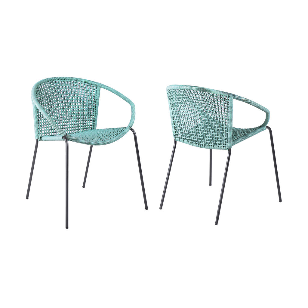 Preview image for Snack Indoor Outdoor Stackable Steel Dining Chair With Wasabi Rope - Set Of 2