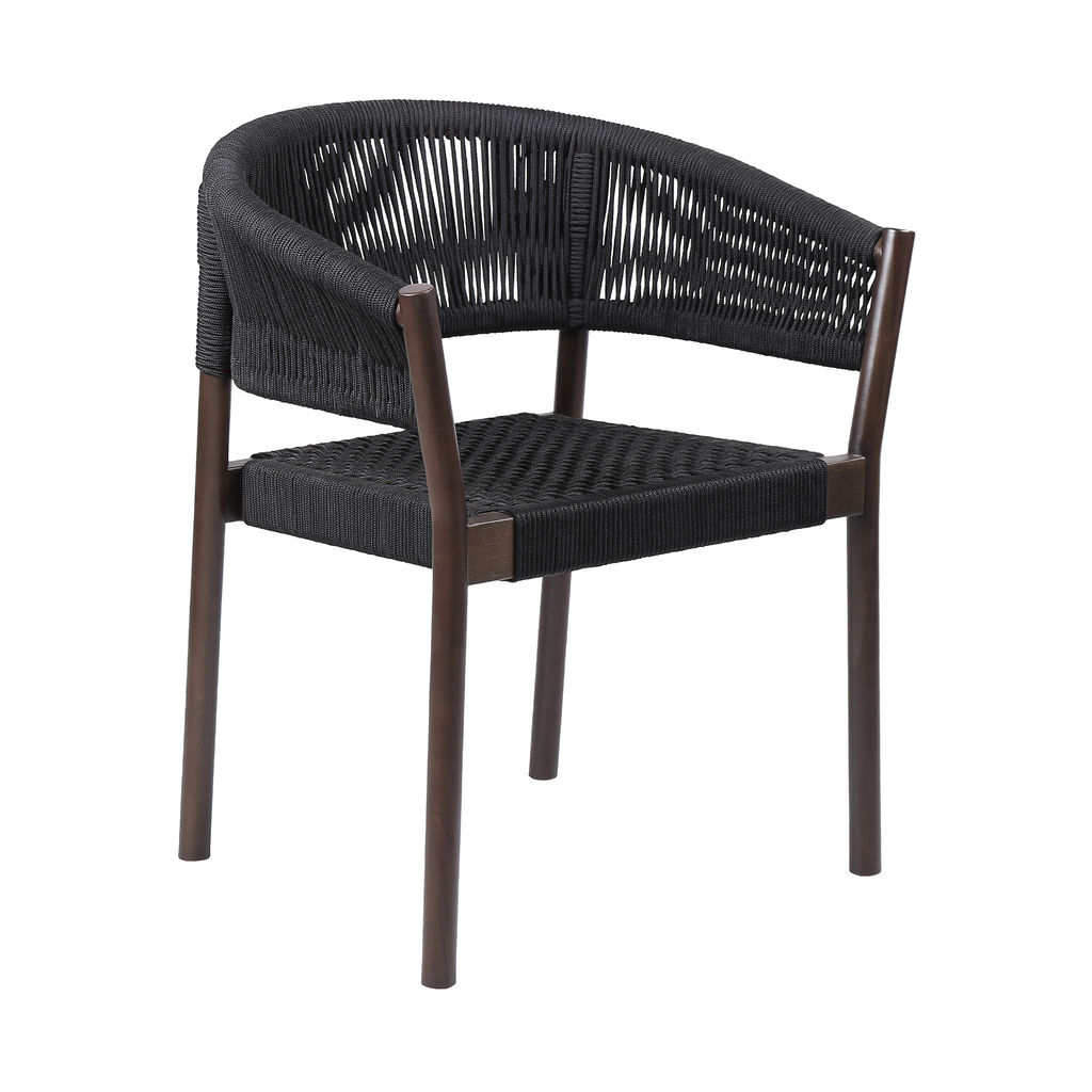 Fineline And Doris Indoor Outdoor 7 Piece Dining Set In Dark Eucalyptus Wood With Superstone And Black Rope