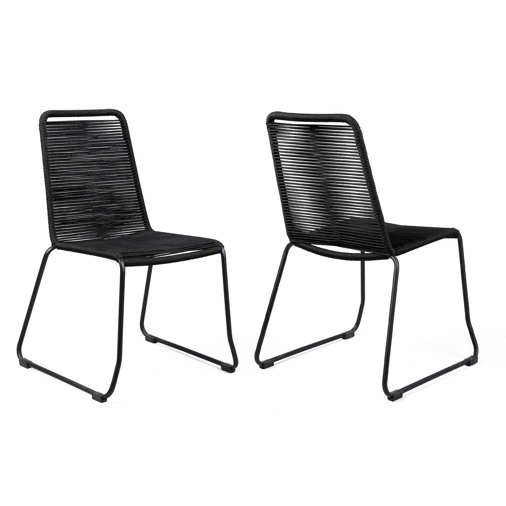 Preview image for Shasta Outdoor Metal And Black Rope Stackable Dining Chair - Set Of 2