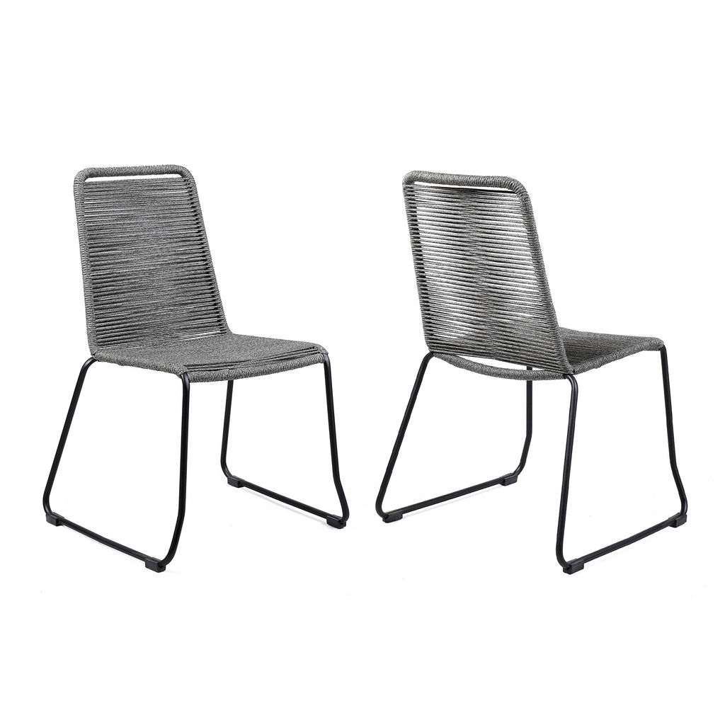 Preview image for Shasta Outdoor Metal And Grey Rope Stackable Dining Chair - Set Of 2