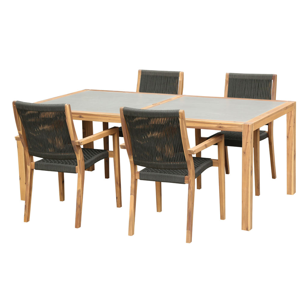 Preview image for Sienna And Madsen 5 Piece Outdoor Eucalyptus Dining Set With Teak Finish
