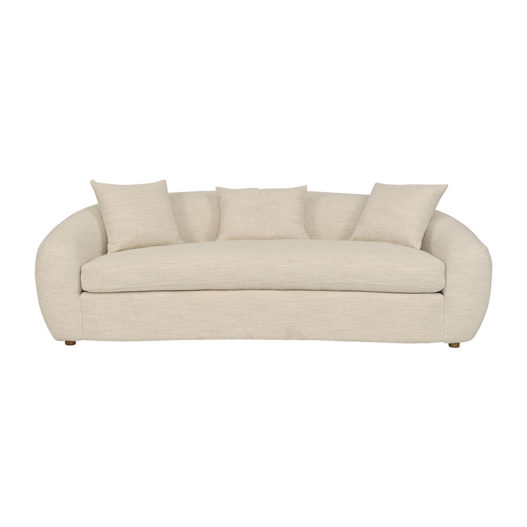 Molly 96.5" Upholstered Curved Sofa In Pearl