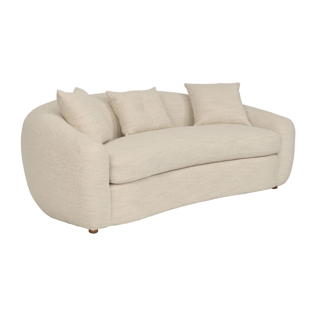 Molly 96.5" Upholstered Curved Sofa In Pearl