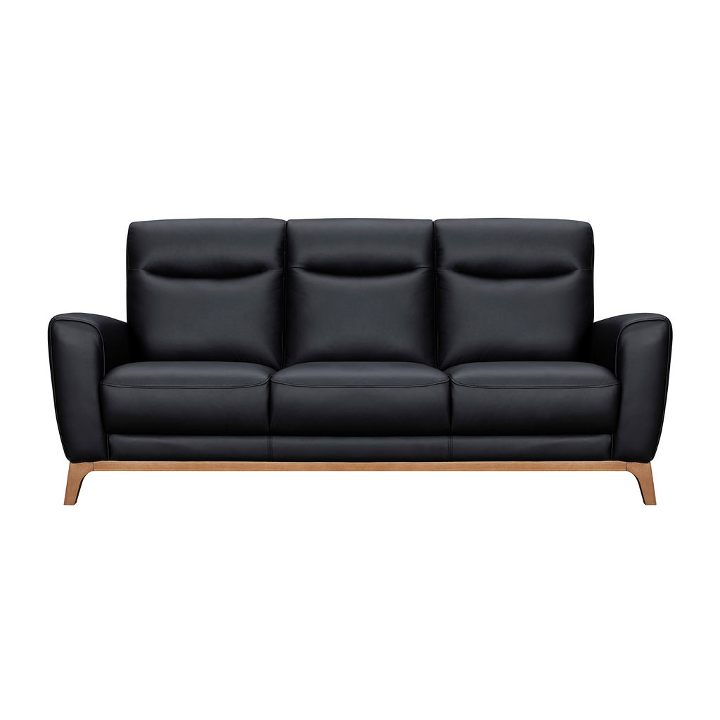 Living Room Black Leather Sofa, 83"