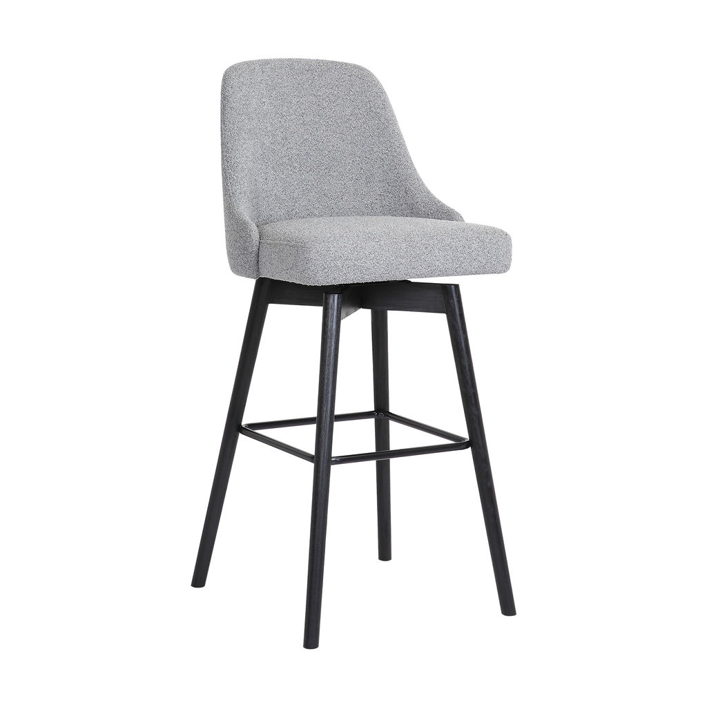 Preview image for Sicily 26" Swivel Black Wood Counter Stool In Light Gray Fabric