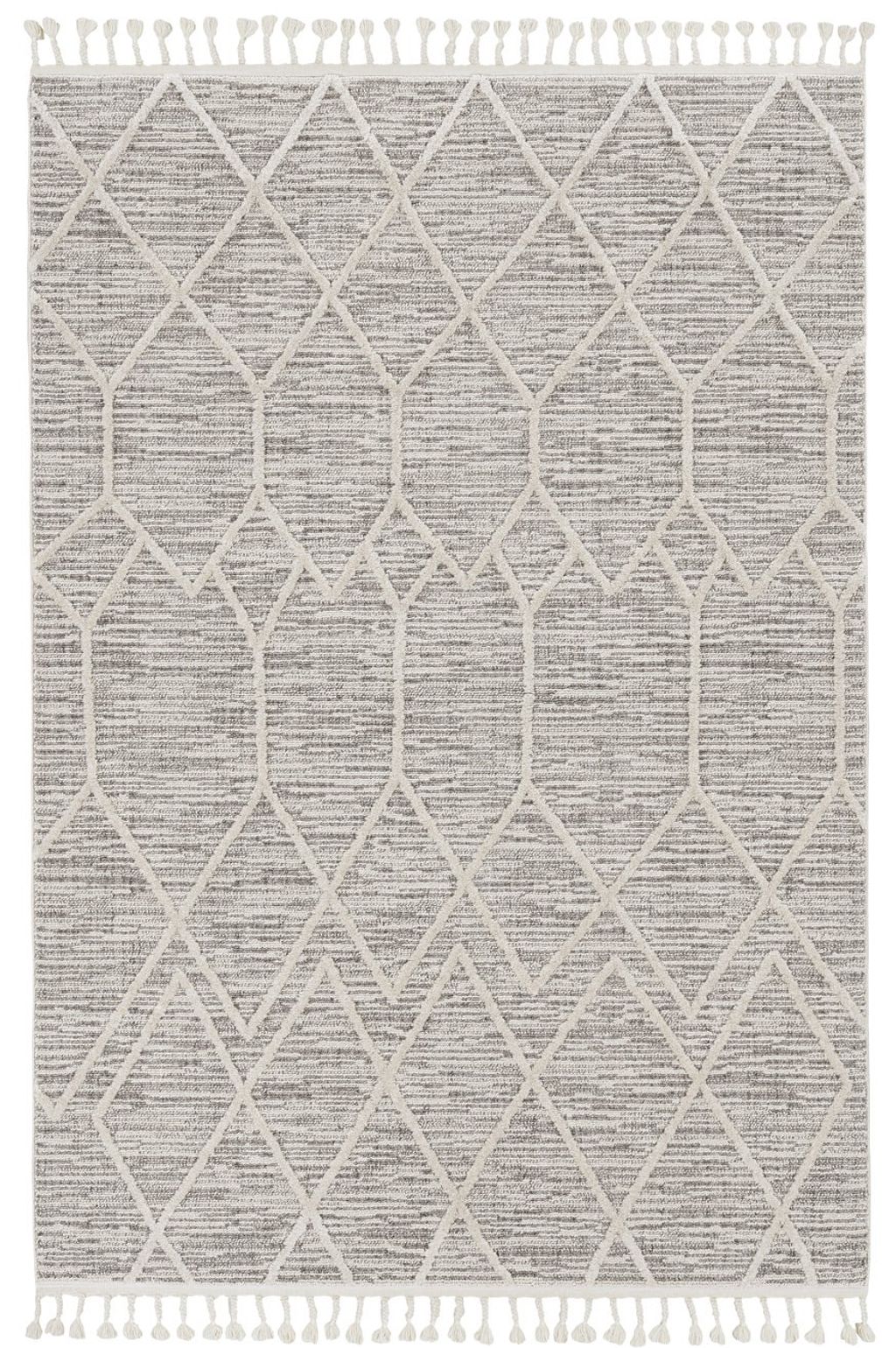 Willow 1102 Ivory Grey Honeycomb Area Rug, 2'2" X 7'6" Runner