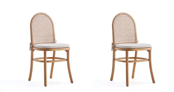 Paragon Dining Chair 1.0 With Cream Cushions In Nature And Cane - Set Of 2