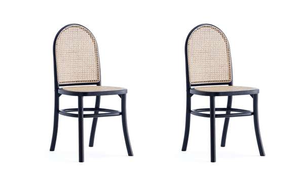 Paragon Dining Chair 2.0 In Black And Cane - Set Of 2