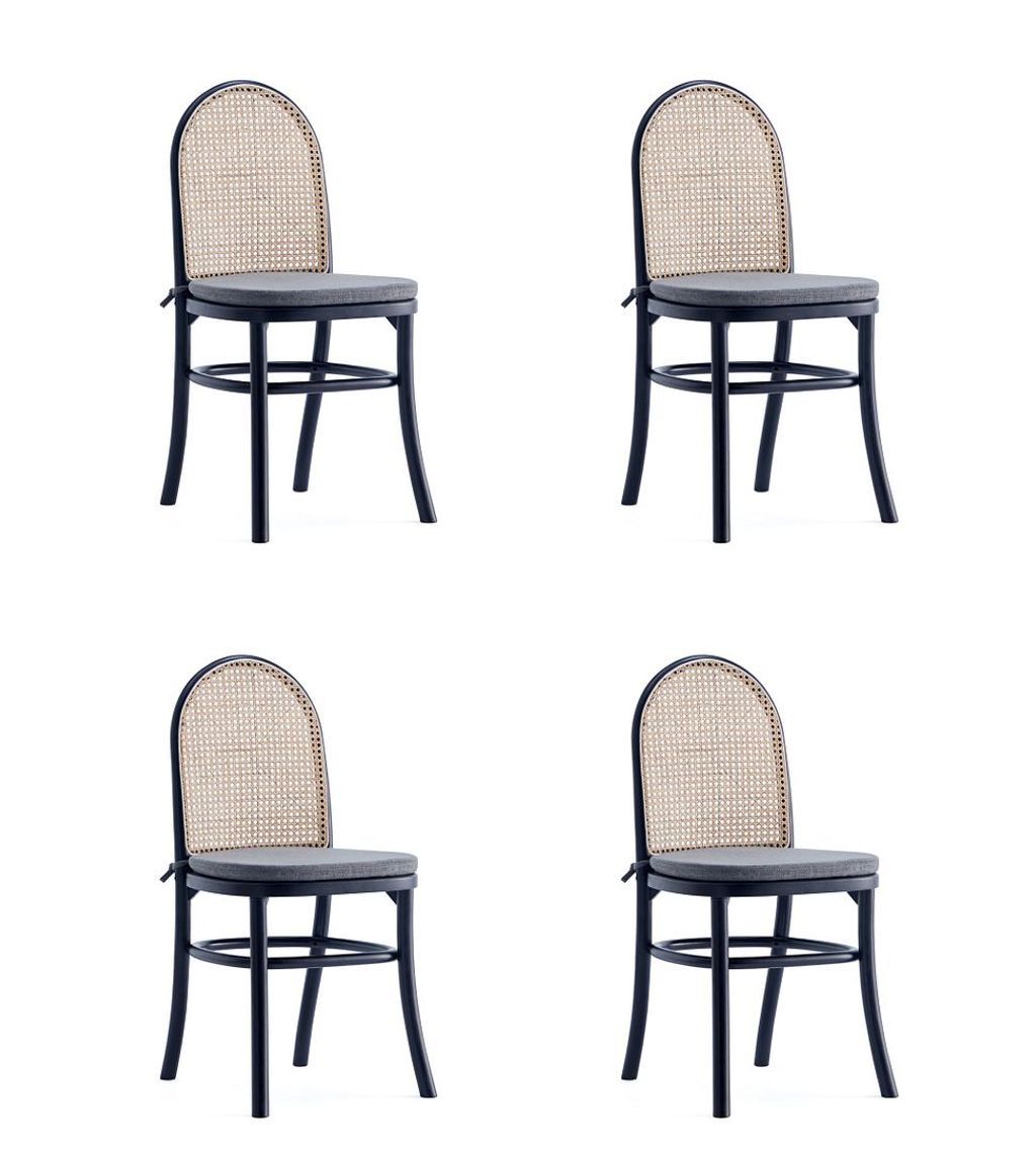 Preview image for Paragon Dining Chair 1.0 With Grey Cushions In Black And Cane - Set Of 4