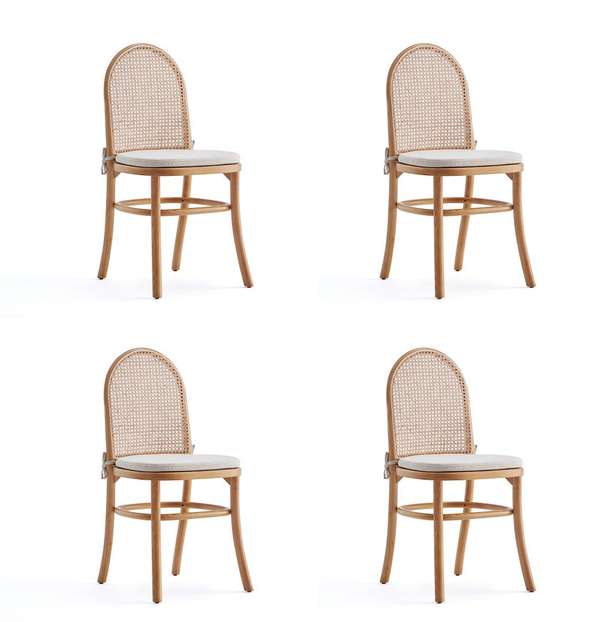 Paragon Dining Chair 1.0 With Cream Cushions In Nature And Cane - Set Of 4