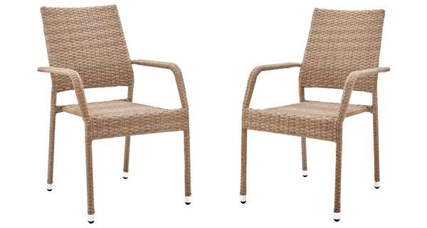 2-Piece Genoa Patio Dining Armchair In Nature Tan Weave
