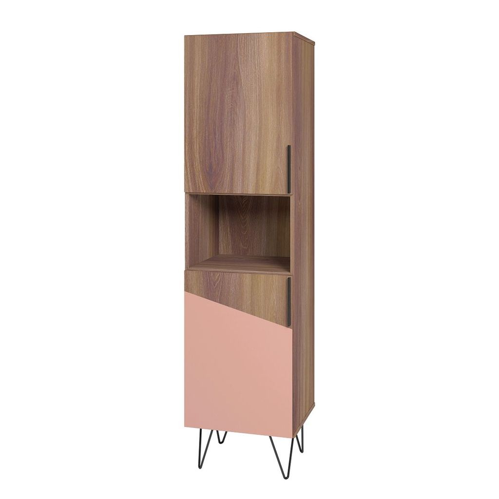 Preview image for Beekman 17.51 Narrow Bookcase Cabinet With 5 Shelves In Brown And Pink