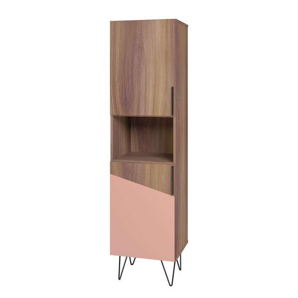 Beekman 17.51 Narrow Bookcase Cabinet With 5 Shelves In Brown And Pink