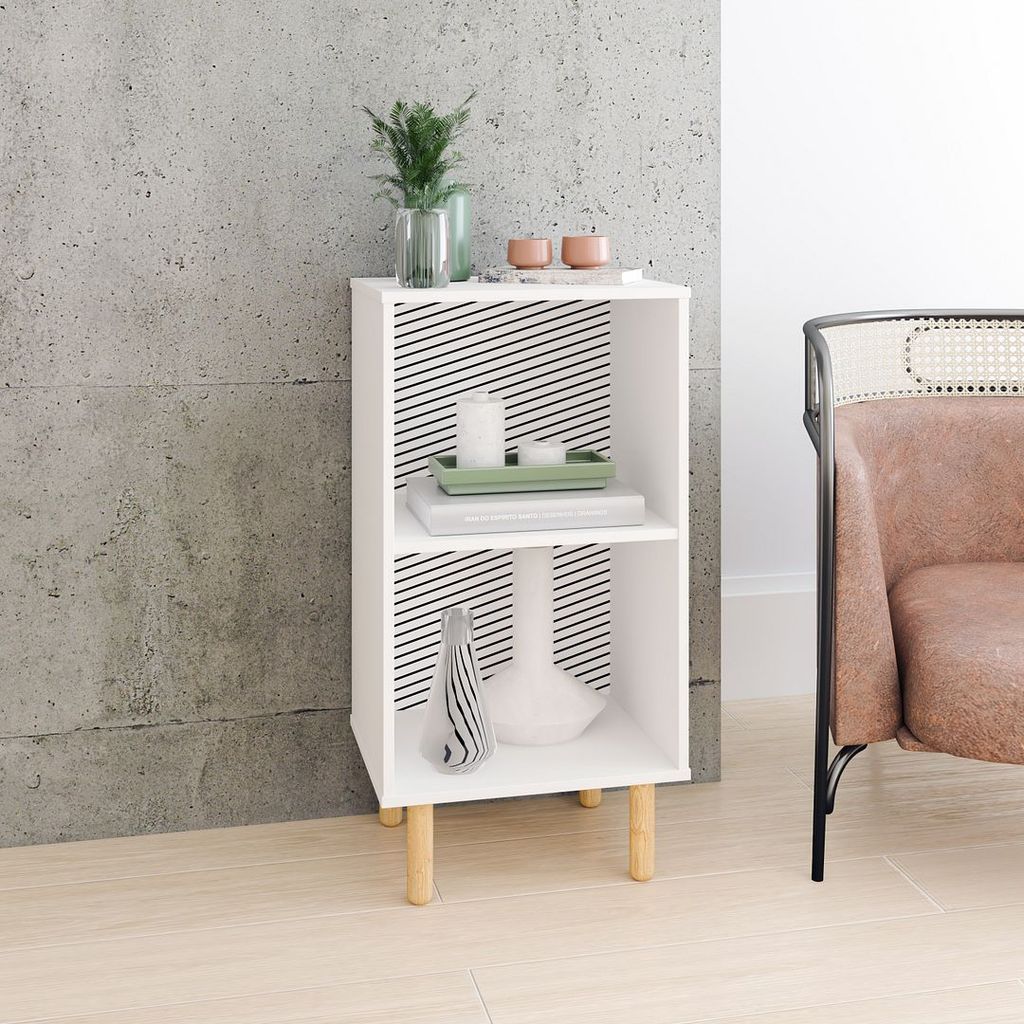 Essex Nightstand With 2 Shelves In White And Zebra