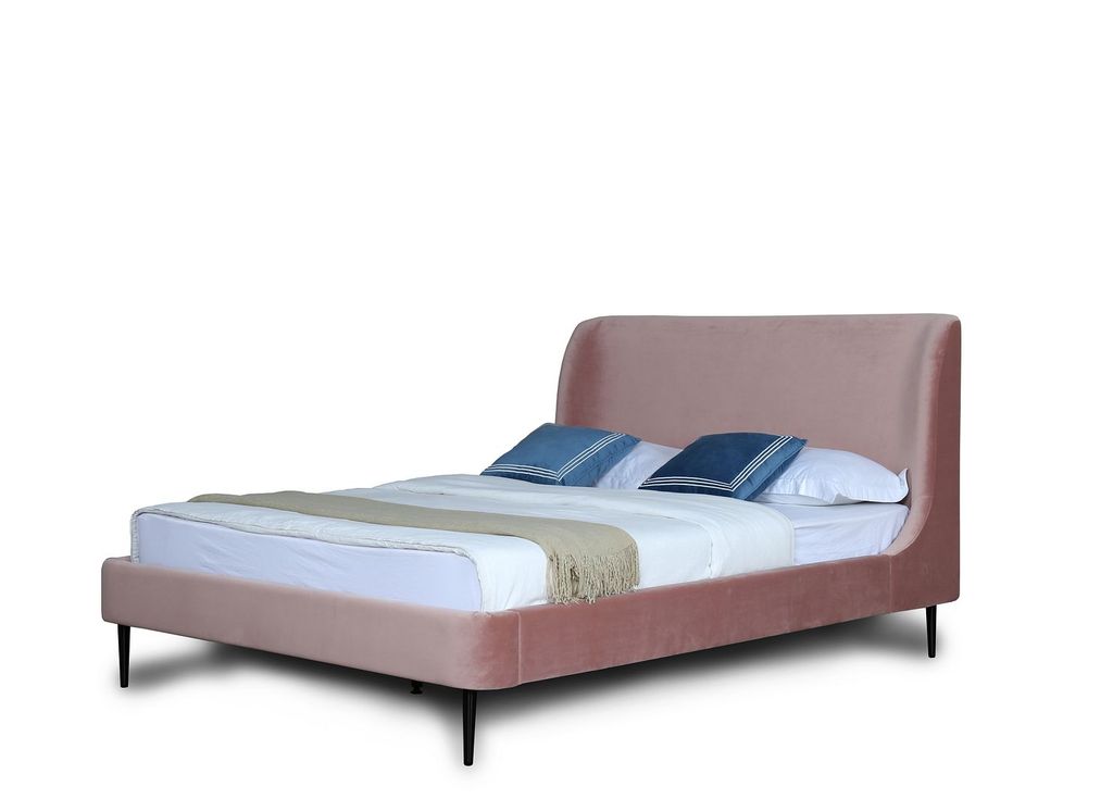 Preview image for Heather Full-Size Bed In Velvet Blush And Black Legs