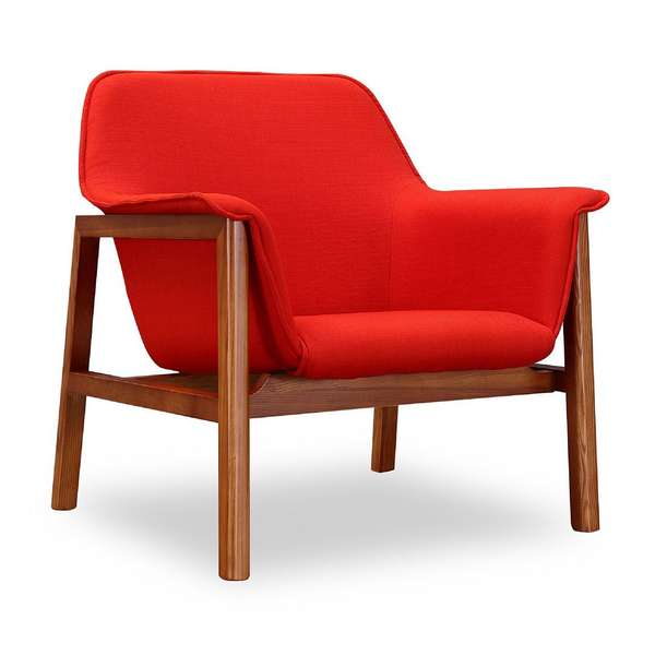 Miller Burnt Orange And Walnut Linen Weave Accent Chair