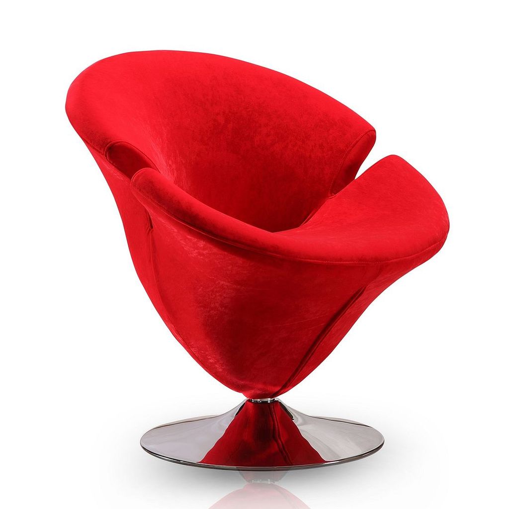 Living Room  Red Velvet Swivel Accent Chair
