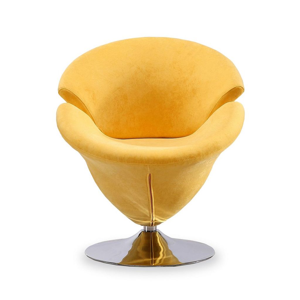 Living Room  Yellow Velvet Swivel Accent Chair