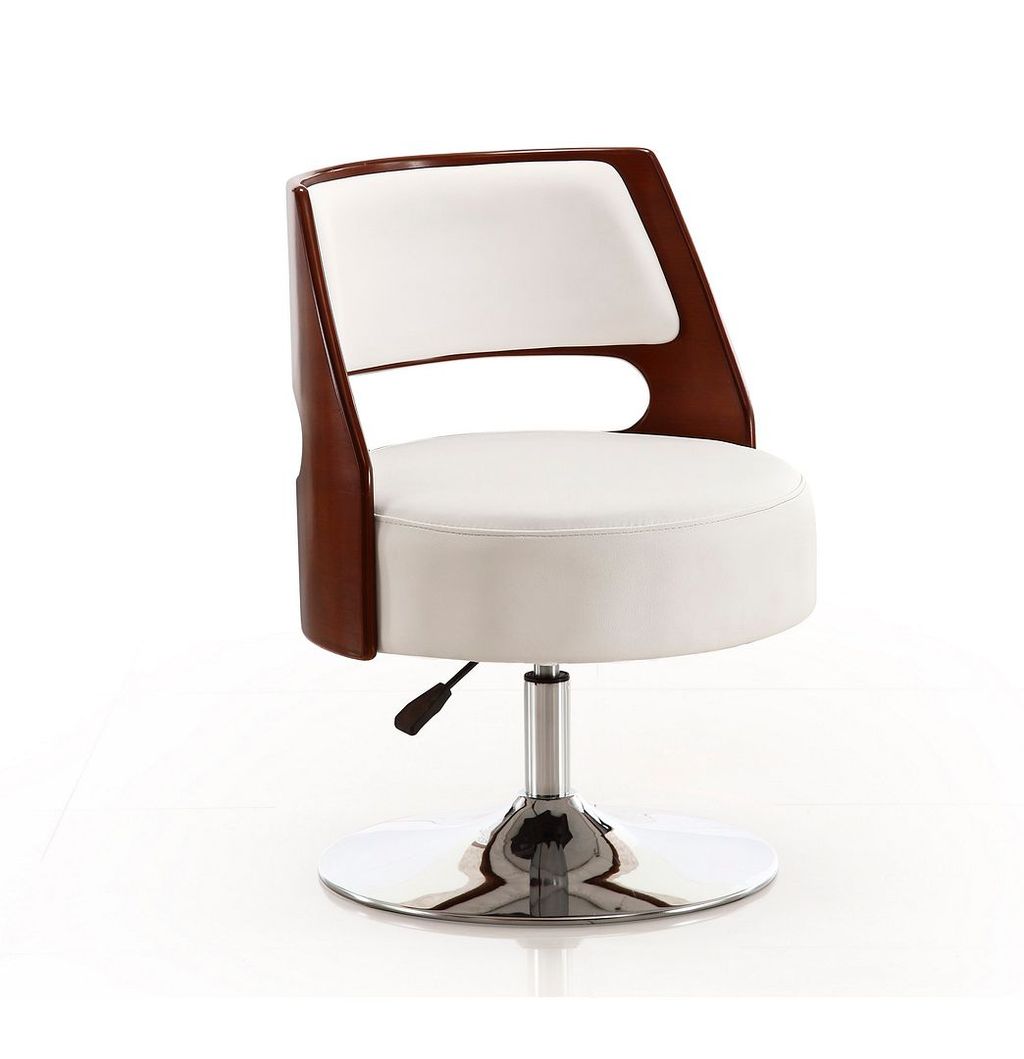 Preview image for Salon White And Polished Chrome Faux Leather Adjustable Height Swivel Accent Chair