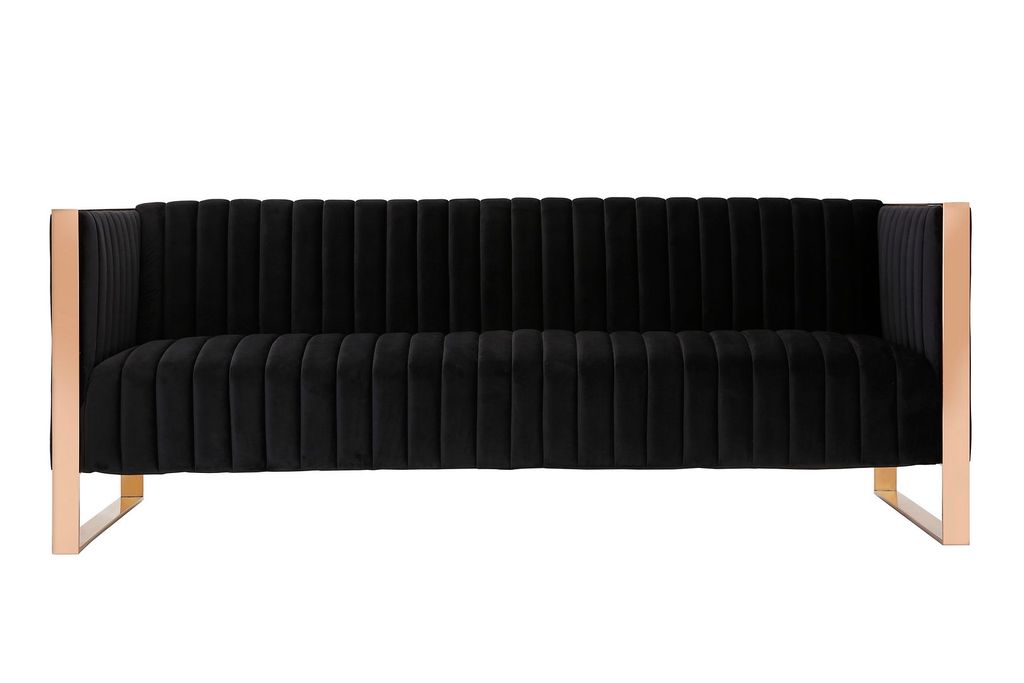 Preview image for Trillium 83.07 In. Black And Rose Gold 3-Seat Sofa