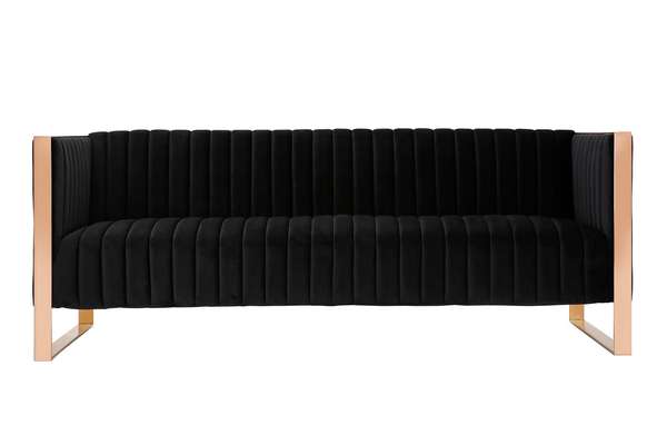 Trillium 83.07 In. Black And Rose Gold 3-Seat Sofa