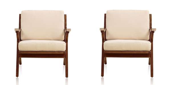 Martelle Cream And Amber Twill Weave Accent Chair (Set Of 2)