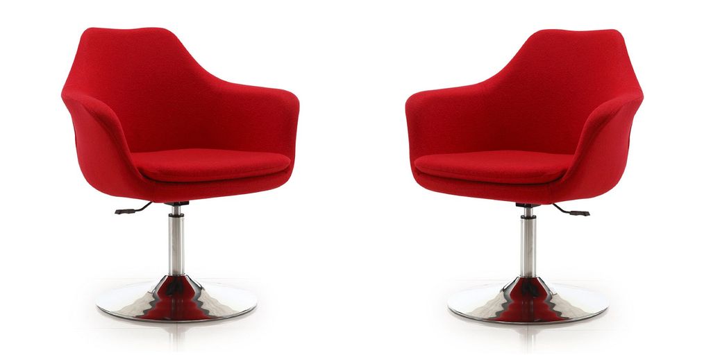 Preview image for Kinsey Red And Polished Chrome Wool Blend Adjustable Height Swivel Accent Chair (Set Of 2)
