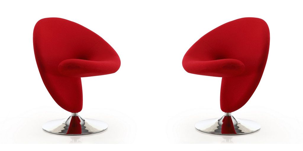 Curl Red And Polished Chrome Wool Blend Swivel Accent Chair (Set Of 2)