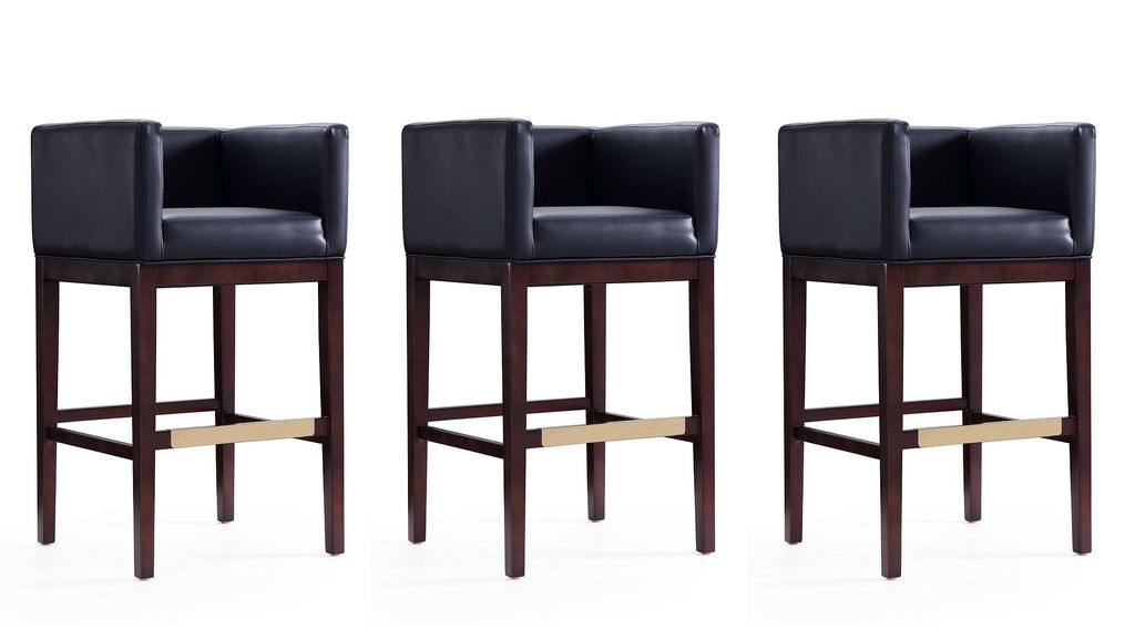 Preview image for Kingsley 38 In. Black And Dark Walnut Beech Wood Barstool (Set Of 3)