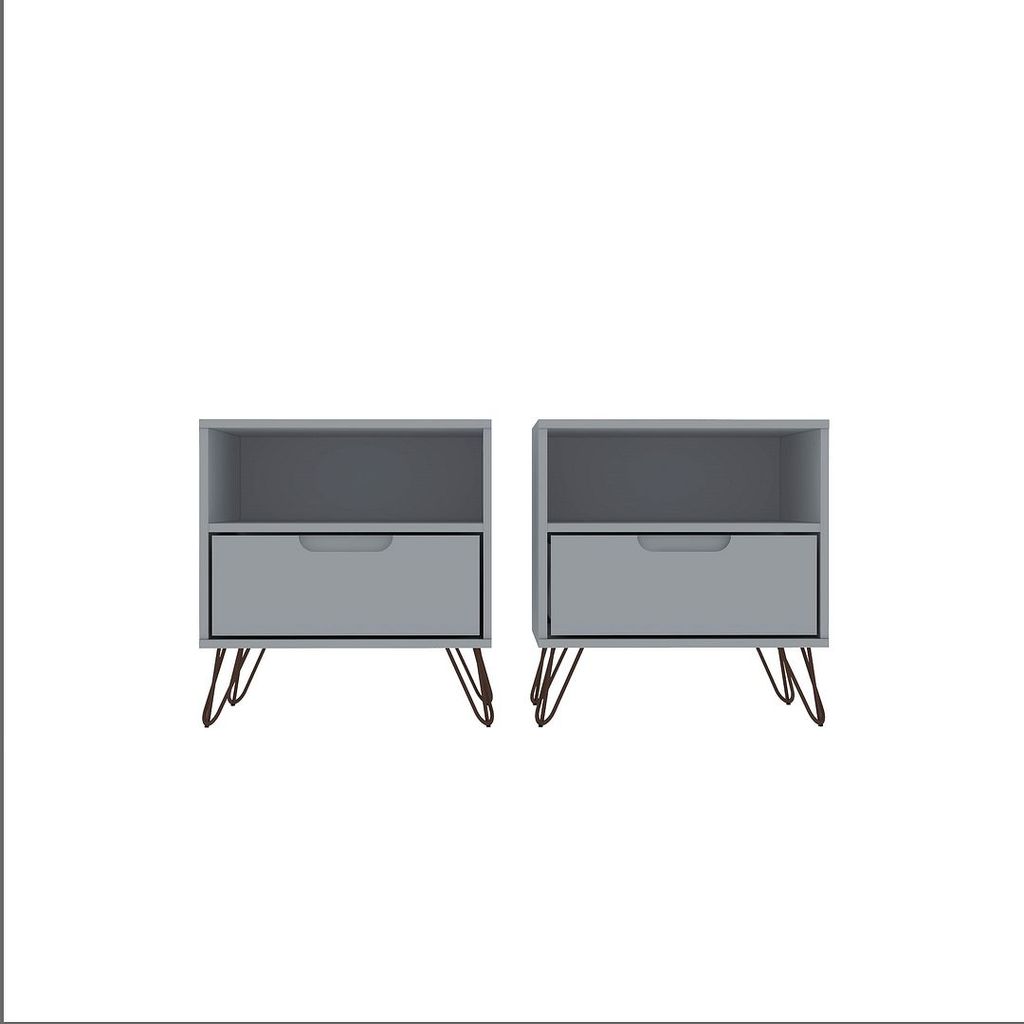 Rockefeller 1-Drawer White Nightstand (Set Of 2)