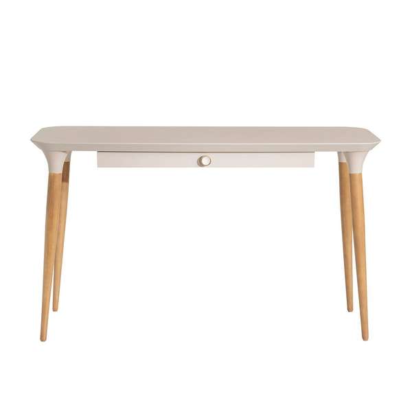 Homedock Office Desk With Internal Organization In Off White And Cinnamon
