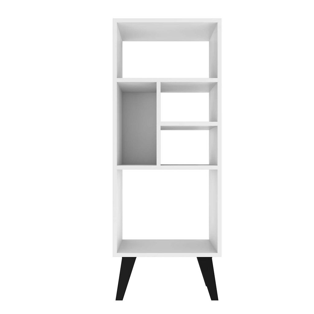 Warren Mid-High Bookcase 2.0 With 5 Shelves In White With Black Feet