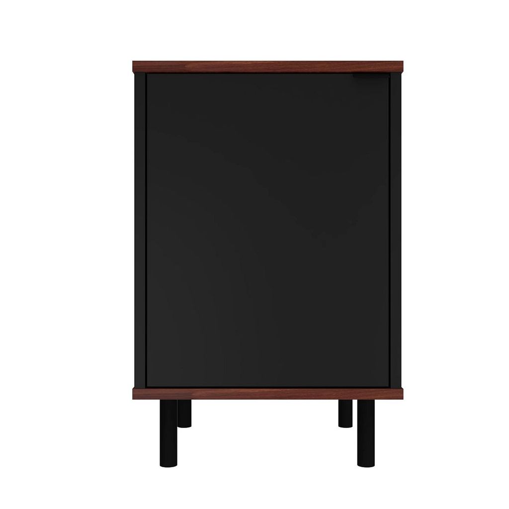 Mosholu Nightstand With 2 Shelves In Black And Nut Brown