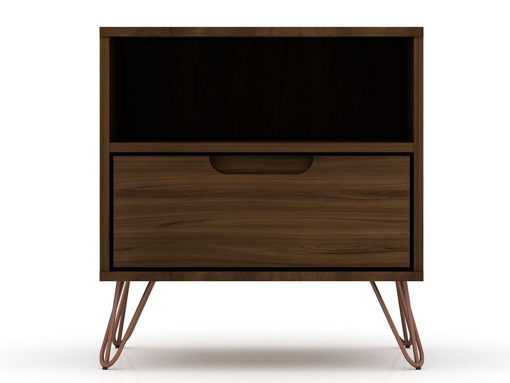 Rockefeller 1.0 Mid-Century- Modern Nightstand With 1-Drawer In Brown