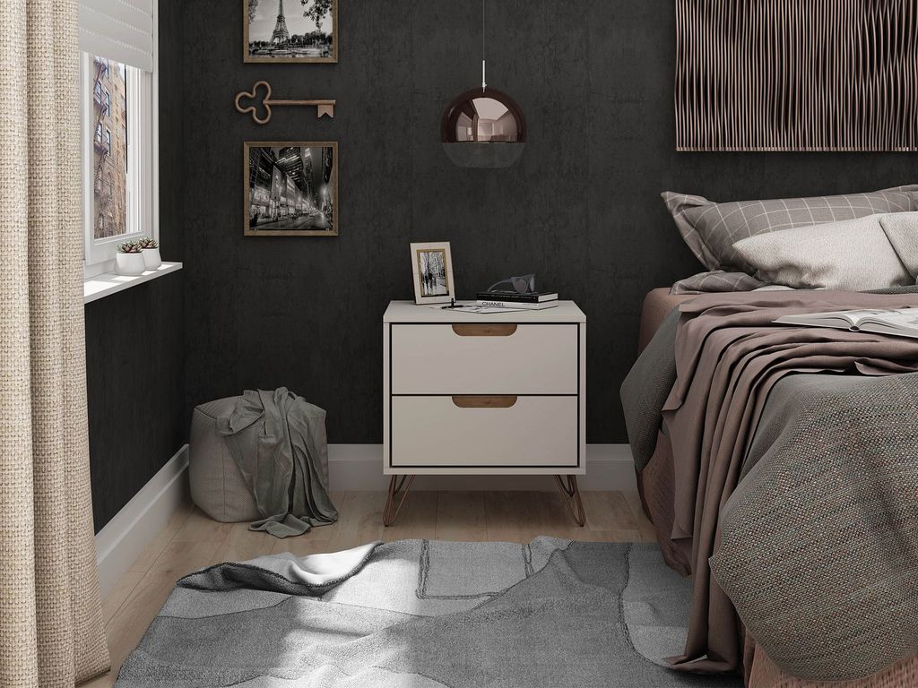 Rockefeller 2.0 Mid-Century- Modern Nightstand With 2-Drawer In