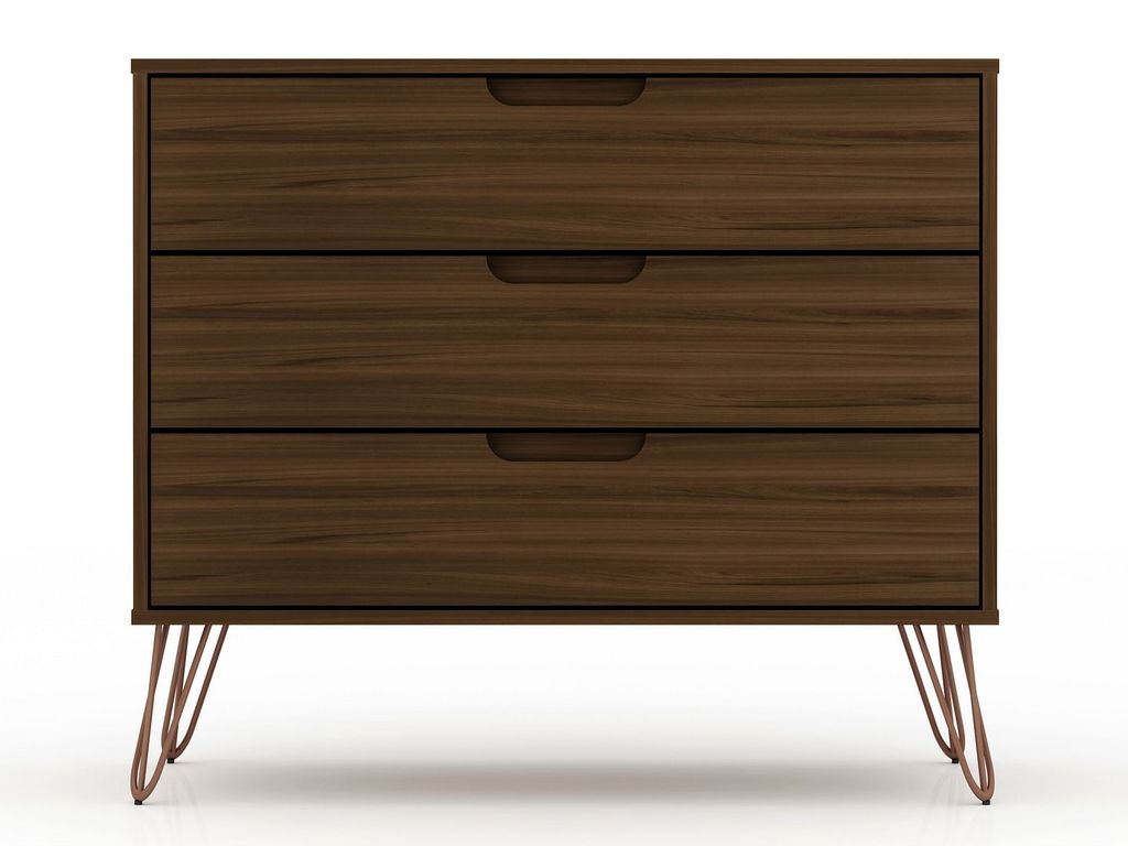 Rockefeller Mid-Century- Modern Dresser With 3-Drawers In Brown