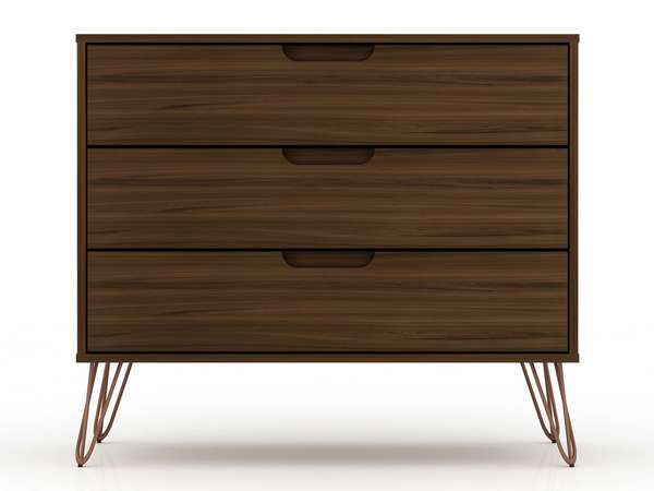 Rockefeller Mid-Century- Modern Dresser With 3-Drawers In Brown